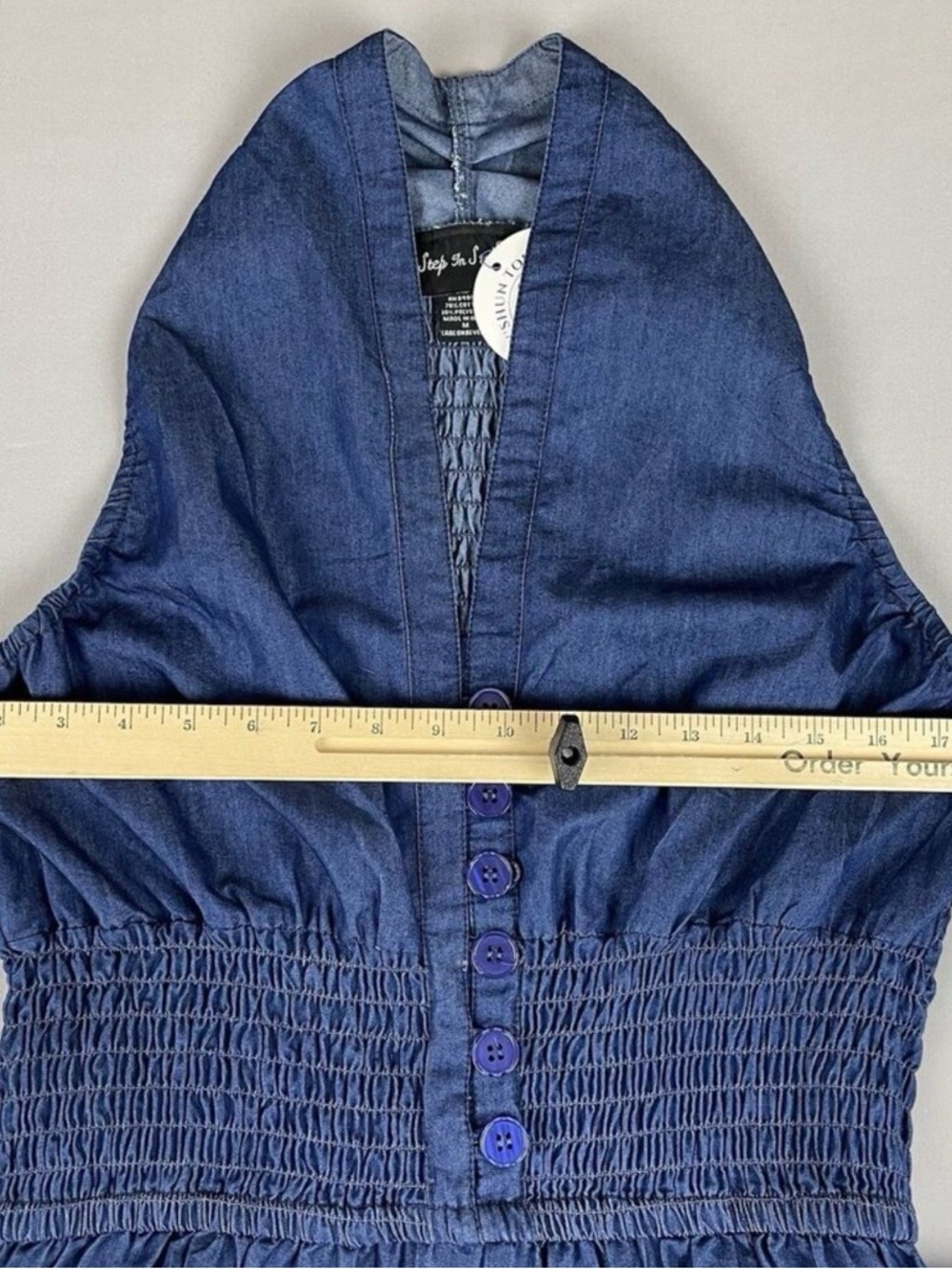 Denim Halter Top Wide Leg
Jumpsuit Women's M Blue Jean
Festival Outfit Boho NEW - Picture 6 of 8